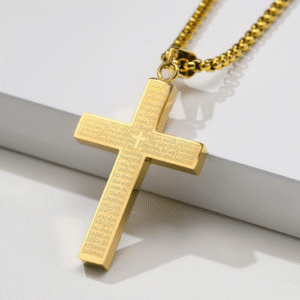 ✝️ gold cross pendant with the lord’s prayer – a timeless expression of faith