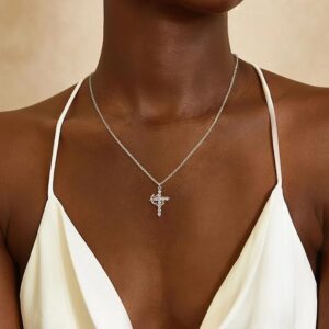 Feminine Cross Halo Pendant Necklace – Gold & Sparkling CZ
