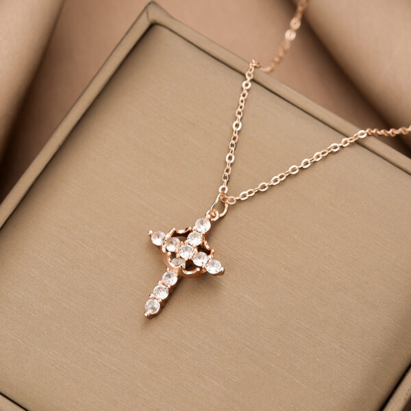 Feminine Cross Halo Pendant Necklace – Gold & Sparkling CZ
